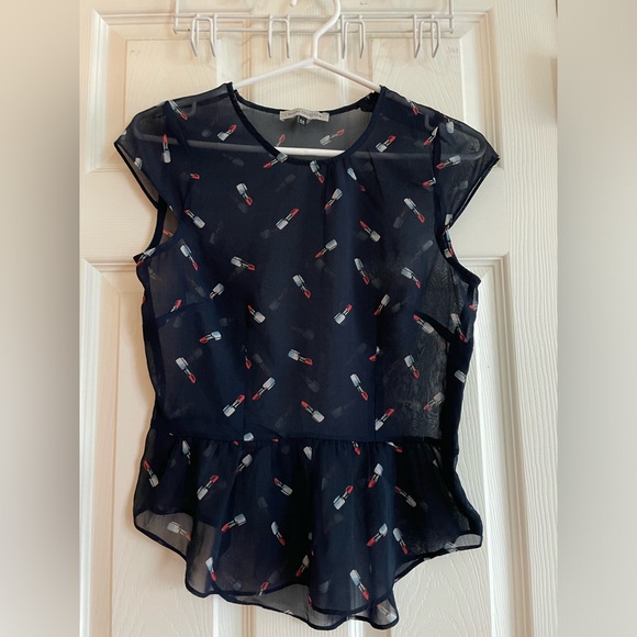 Sheer tops - short sleeve size XS to S- Navy - Picture 1 of 6